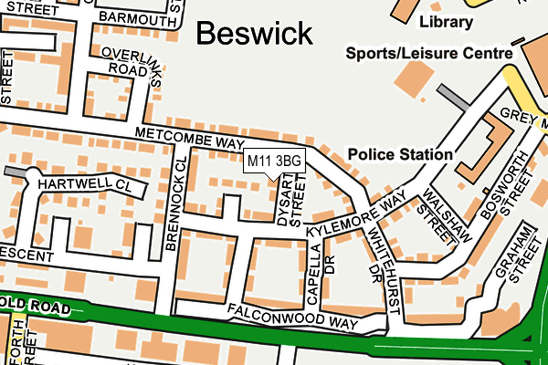 M11 3BG map - OS OpenMap – Local (Ordnance Survey)