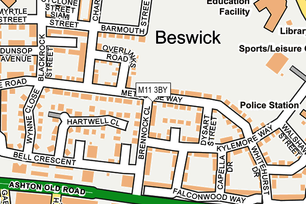 M11 3BY map - OS OpenMap – Local (Ordnance Survey)