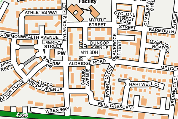 M11 3DH map - OS OpenMap – Local (Ordnance Survey)