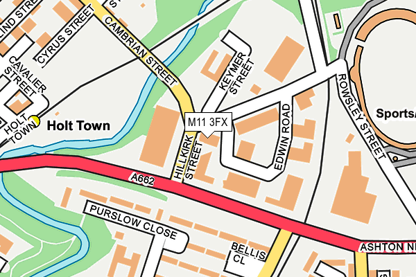 M11 3FX map - OS OpenMap – Local (Ordnance Survey)