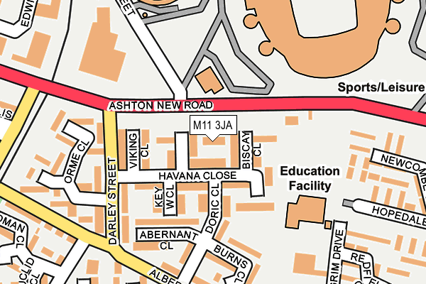 M11 3JA map - OS OpenMap – Local (Ordnance Survey)