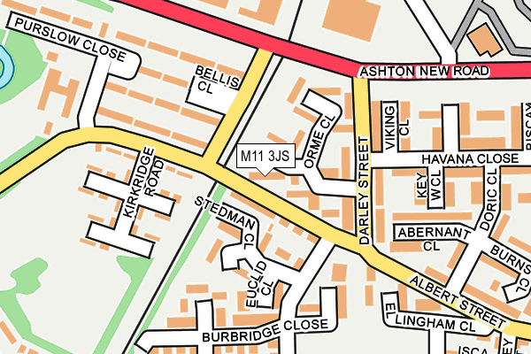 M11 3JS map - OS OpenMap – Local (Ordnance Survey)