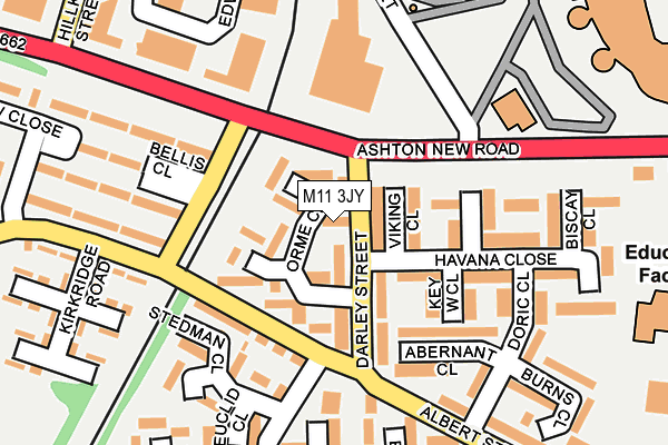 M11 3JY map - OS OpenMap – Local (Ordnance Survey)