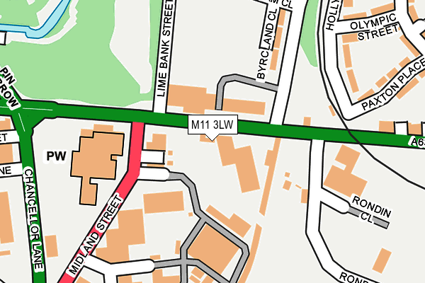 M11 3LW map - OS OpenMap – Local (Ordnance Survey)