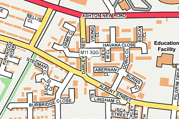 M11 3QG map - OS OpenMap – Local (Ordnance Survey)