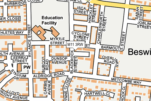 M11 3RW map - OS OpenMap – Local (Ordnance Survey)