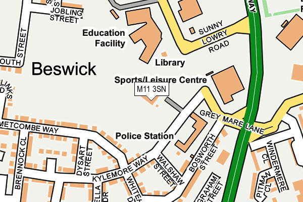 M11 3SN map - OS OpenMap – Local (Ordnance Survey)