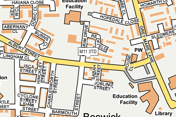 M11 3TD map - OS OpenMap – Local (Ordnance Survey)