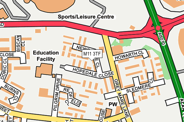 M11 3TF map - OS OpenMap – Local (Ordnance Survey)