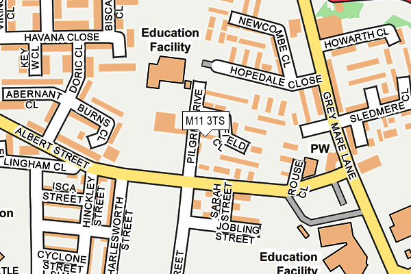 M11 3TS map - OS OpenMap – Local (Ordnance Survey)