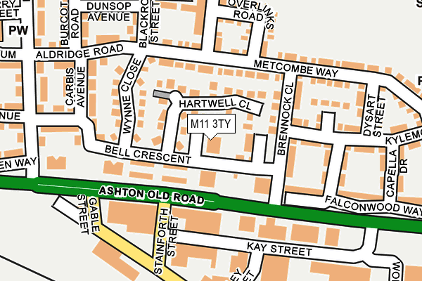 M11 3TY map - OS OpenMap – Local (Ordnance Survey)