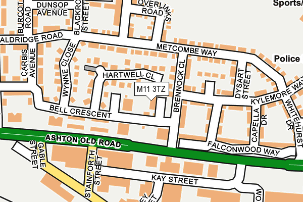 M11 3TZ map - OS OpenMap – Local (Ordnance Survey)
