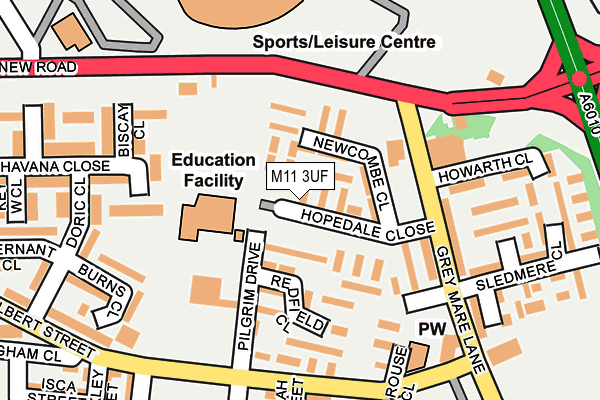 M11 3UF map - OS OpenMap – Local (Ordnance Survey)