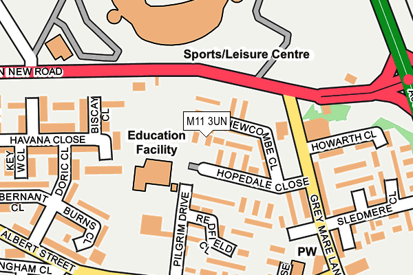 M11 3UN map - OS OpenMap – Local (Ordnance Survey)