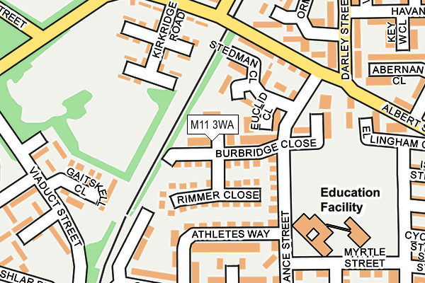 M11 3WA map - OS OpenMap – Local (Ordnance Survey)