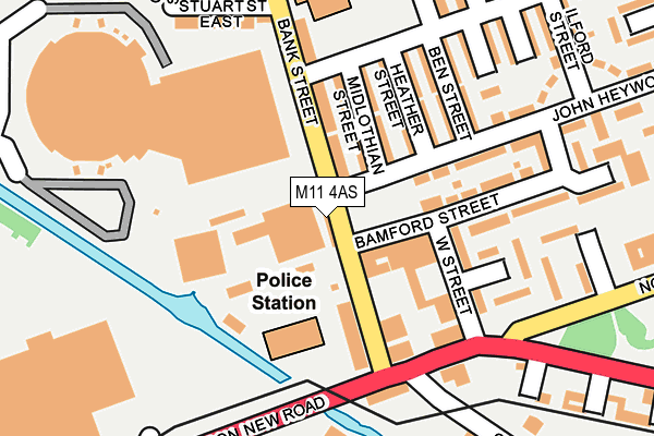 M11 4AS map - OS OpenMap – Local (Ordnance Survey)