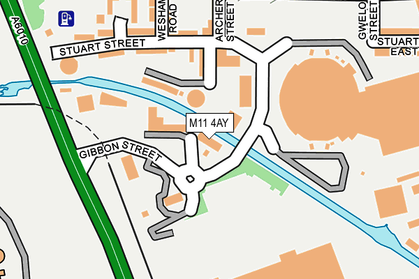 M11 4AY map - OS OpenMap – Local (Ordnance Survey)