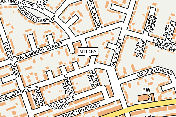 M11 4BA map - OS OpenMap – Local (Ordnance Survey)