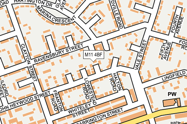 M11 4BF map - OS OpenMap – Local (Ordnance Survey)