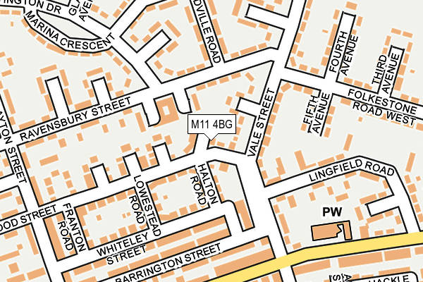 M11 4BG map - OS OpenMap – Local (Ordnance Survey)