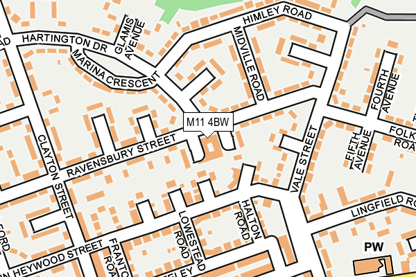 M11 4BW map - OS OpenMap – Local (Ordnance Survey)