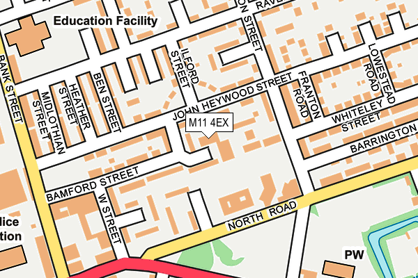 M11 4EX map - OS OpenMap – Local (Ordnance Survey)