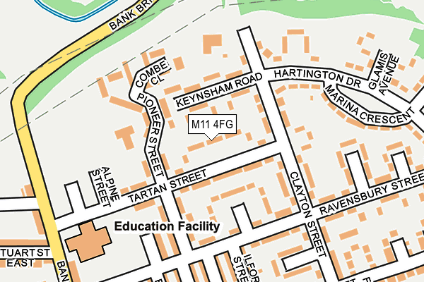 M11 4FG map - OS OpenMap – Local (Ordnance Survey)