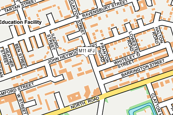 M11 4FJ map - OS OpenMap – Local (Ordnance Survey)