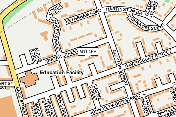 M11 4FP map - OS OpenMap – Local (Ordnance Survey)