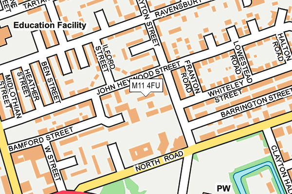 M11 4FU map - OS OpenMap – Local (Ordnance Survey)