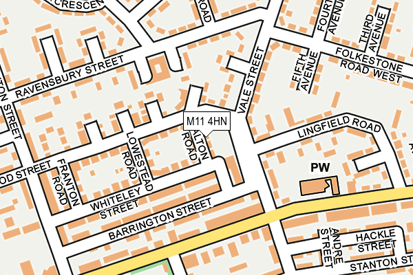 M11 4HN map - OS OpenMap – Local (Ordnance Survey)