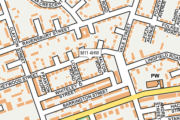 M11 4HW map - OS OpenMap – Local (Ordnance Survey)