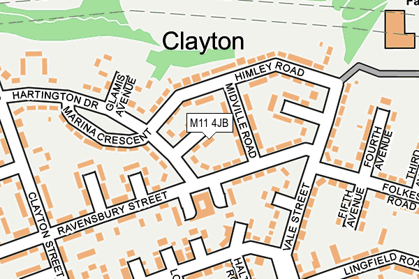 M11 4JB map - OS OpenMap – Local (Ordnance Survey)