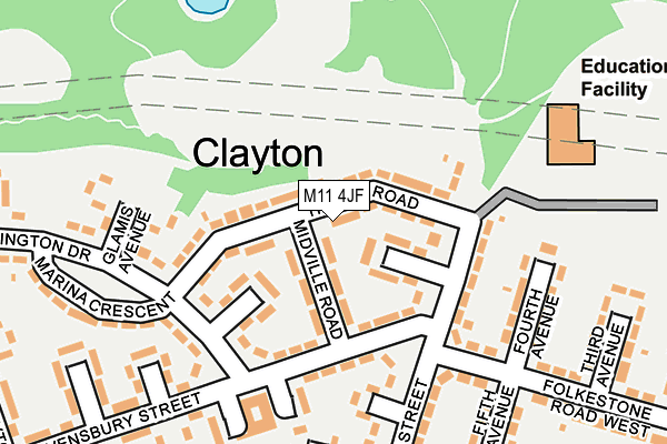 M11 4JF map - OS OpenMap – Local (Ordnance Survey)