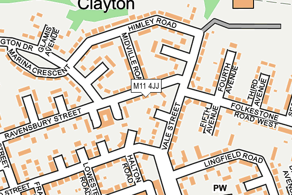 M11 4JJ map - OS OpenMap – Local (Ordnance Survey)