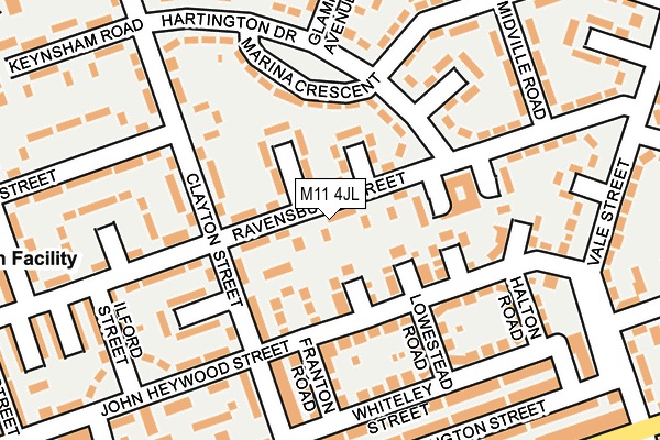 M11 4JL map - OS OpenMap – Local (Ordnance Survey)