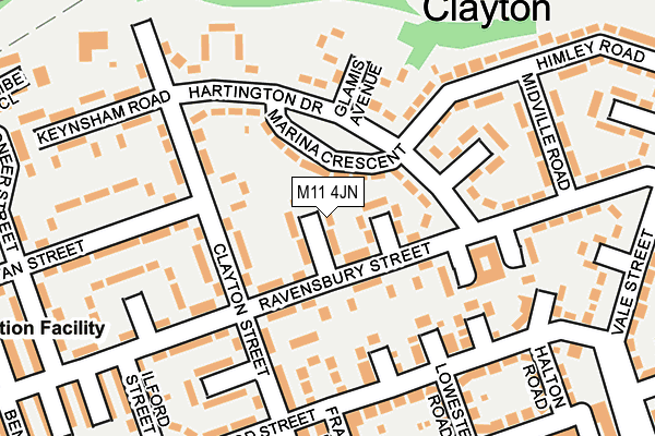 M11 4JN map - OS OpenMap – Local (Ordnance Survey)