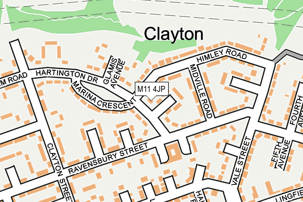 M11 4JP map - OS OpenMap – Local (Ordnance Survey)