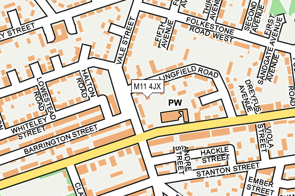 M11 4JX map - OS OpenMap – Local (Ordnance Survey)