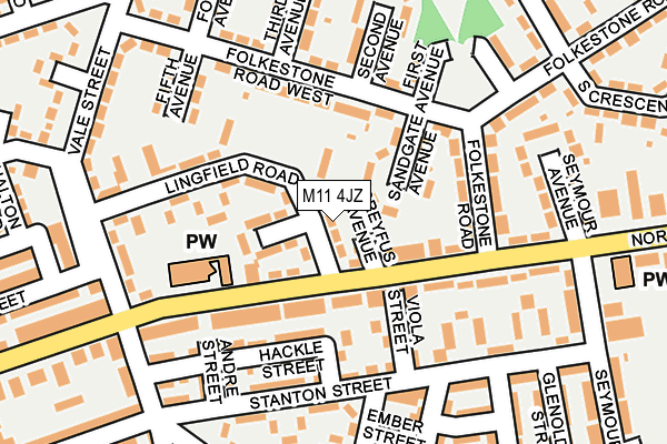M11 4JZ map - OS OpenMap – Local (Ordnance Survey)