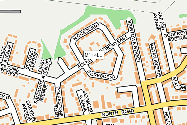 M11 4LL map - OS OpenMap – Local (Ordnance Survey)