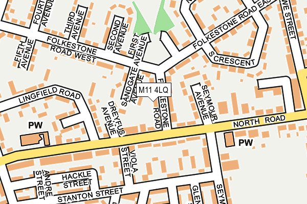 M11 4LQ map - OS OpenMap – Local (Ordnance Survey)