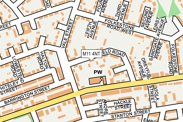 M11 4NT map - OS OpenMap – Local (Ordnance Survey)