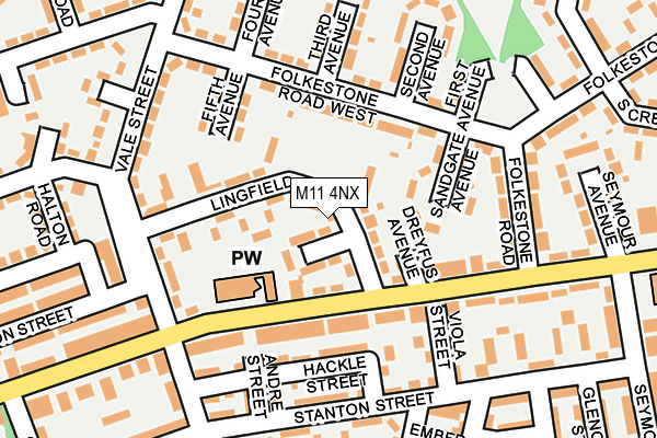 M11 4NX map - OS OpenMap – Local (Ordnance Survey)