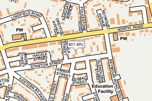 M11 4PU map - OS OpenMap – Local (Ordnance Survey)