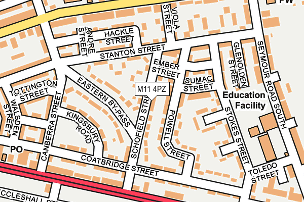 M11 4PZ map - OS OpenMap – Local (Ordnance Survey)