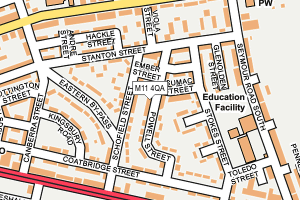 M11 4QA map - OS OpenMap – Local (Ordnance Survey)