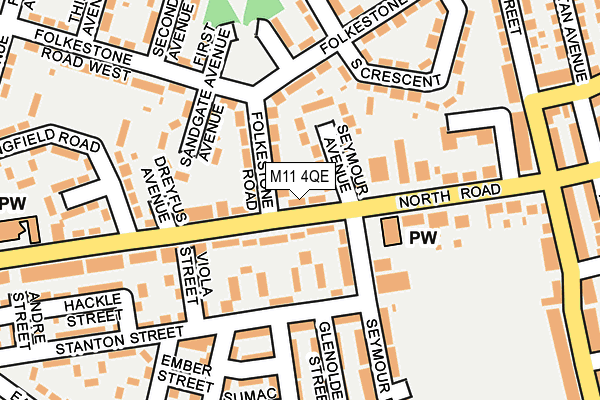 M11 4QE map - OS OpenMap – Local (Ordnance Survey)