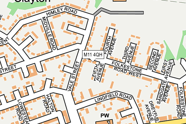 M11 4QH map - OS OpenMap – Local (Ordnance Survey)