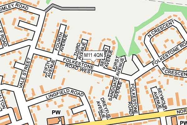 M11 4QN map - OS OpenMap – Local (Ordnance Survey)